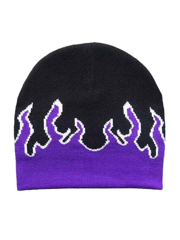 Y2K Beanies Flame Beanie Knit Beanie Hat Fire Flame Beanie Slouchy Beanie Graphic Beanie Skullies Beanie Flame Cap