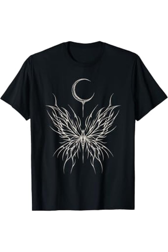 Y2K Butterfly Lunar Moth Moon Goth Cyber Sigil Alt Grunge T-Shirt