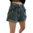 thumbnail image 1 of Y2K Cargo Denim Shorts Womens High Waist Stretchy for Street Style, 1 of 7