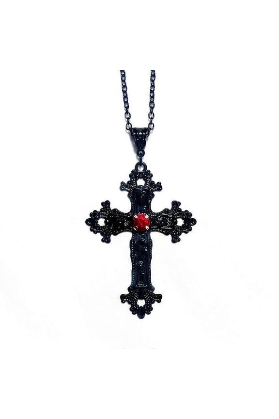 Y2K Chain Necklace Gothic Style Cross Necklace Gothic Cross Pendant Necklaces Cross Pendant Choker Religious Jewelry
