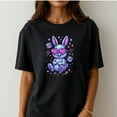 thumbnail image 1 of Y2K Chrome Bunny Shirt Retro Cyber Rabbit With Pixel Heart Glasses Cute 2000s Aesthetic Vaporwave Glitter Kawaii Graphic Tee, 1 of 5
