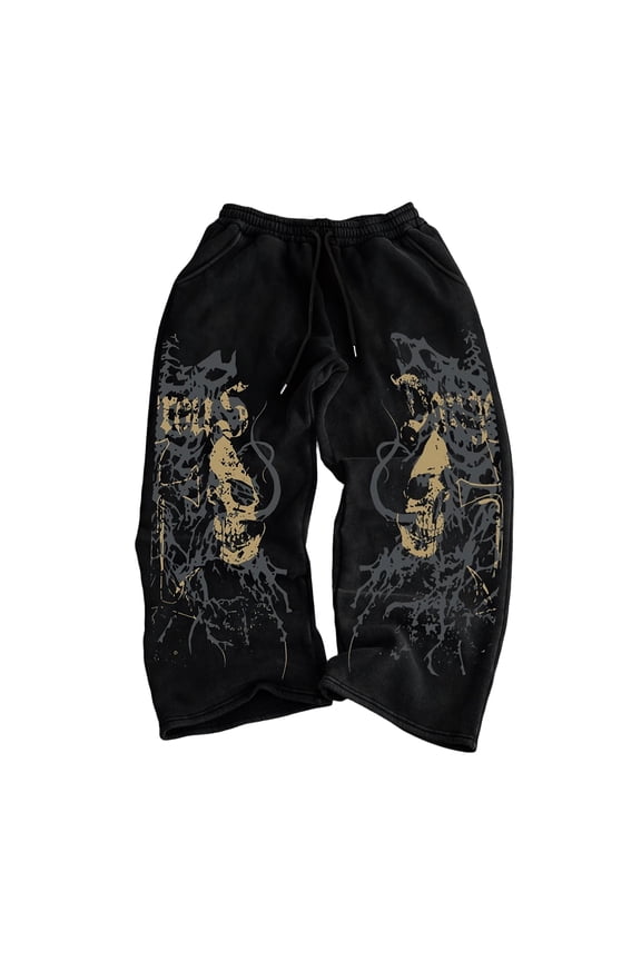 Y2K Clothes Men Baggy Sweatpants Y2K Gothic Emo Oversized Streetwear Pants Gym Graphic Sweatpants Men Wide Leg Casual Trousers
