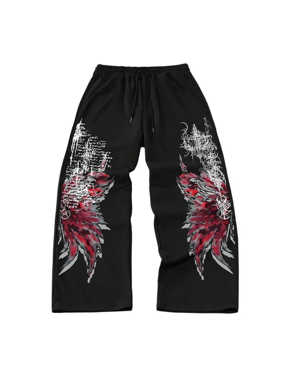 Y2K Clothes Men Baggy Sweatpants Y2K Gothic Emo Oversized Streetwear Pants Gym Graphic Sweatpants Men Wide Leg Casual Trousers