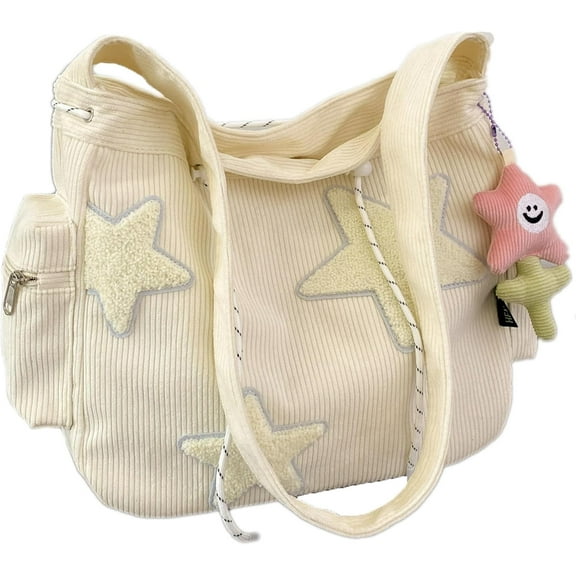 Y2K Corduroy Shoulder Bag Women, Cute Tote Bag Large Crossbody Bag for Office Work Travel Shopping