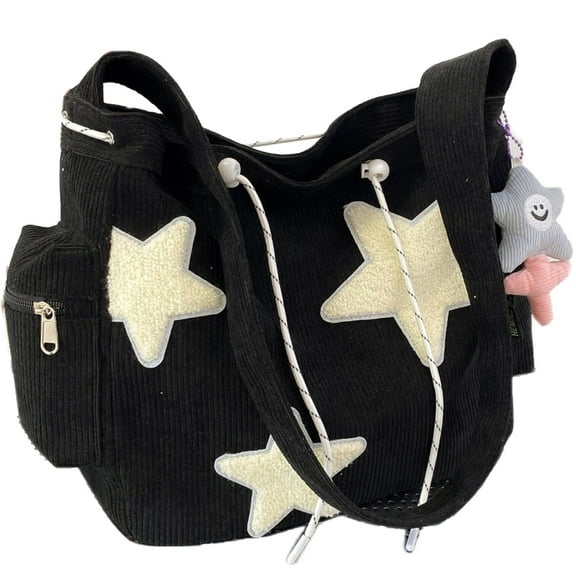 Y2K Corduroy Shoulder Bag Women Kawaii Messenger Bag, Large Capacity Versatile Crossbody Tote Bag with Multiple Pockets Adjustable Strap for Work, School, Travel, Day Out