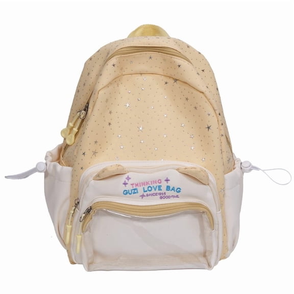 Y2K Cosplay Backpack 16.93" Star Ita Bag Transparent Window Water-Resistant for Events Gifts (Yellow)