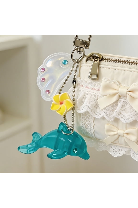Y2K Cute Dolphin Keychain 1 Pack, 10cm Alloy Cartoon Animals Key Chain for Bags, Backpack Pendant Purse Charm for Women Girls, Kawaii Phone Strap Luggage Tag Gift