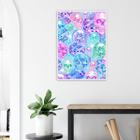 Y2K Disco Skull Poster Pastel Goth Maximalist Wall Art Poster , Poster Print Only