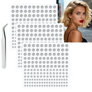 BRIANA WILLIAMS Y2K Fake Piercings Set - Silver Non-Piercing Nose/Lip Studs, Face Gems for Women Men 495PCS