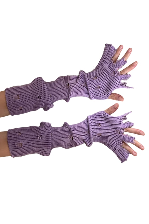 Y2K Fingerless Arm Sleeves Knit Gloves Teens Girls Y2K Dopamines Warm Gloves