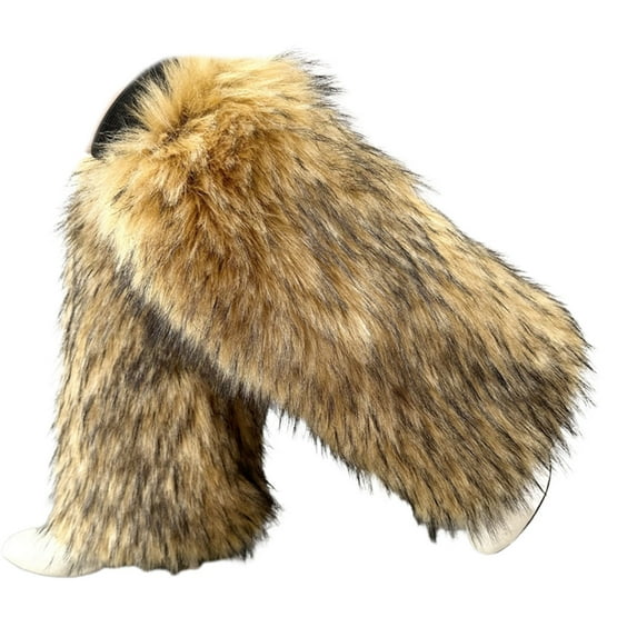 Y2K Fuzzy Faux Furs Leg Warmers Furs Heels Long Boots Cuffs Cover Belt One Pair Carnivals Boot Cover Y2K JK Uniform