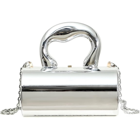 Y2K Gold Metallic Acrylic Clutch | Convertible Chain Strap Crossbody | Evening Party & Festival Satchel for Women