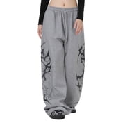 Y2K Gothic Hip-Hop Pants Wide-Leg Baggy Joggers with Drawstring Harajuku Punk Streetwear for Women