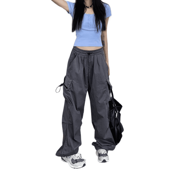 Y2K Gray Women's Street Slacks - Embrace Urban Chic with Trendy and Versatile Gray Slacks for Modern Fashionistas