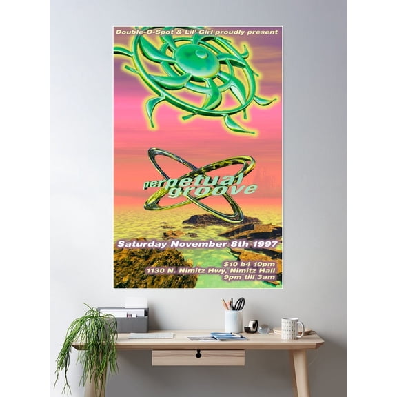 Y2K Groovy Rave Flyer Poster Wall Art, Modern Wall Decor For Living Room Bedroom, 12x18 UNFRAMED