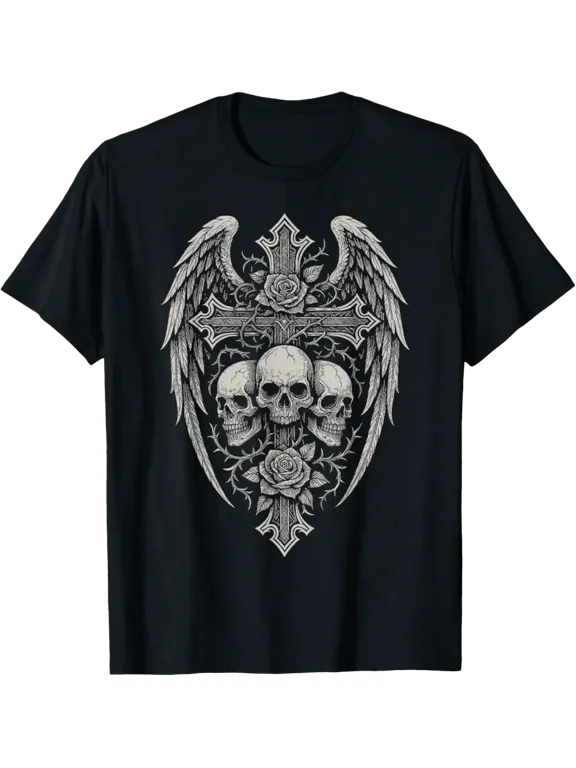 Y2K Grunge Aesthetic Alt Goth Skull Cross Gothic T-Shirt