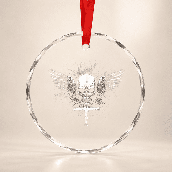 Y2K Grunge Skull Wings Gothic Emo Punk Aesthetic Glass Ornament