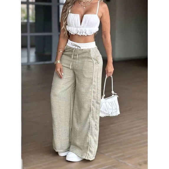Y2K High Waist Wide Leg Pants, European & American Loose Straight Trousers