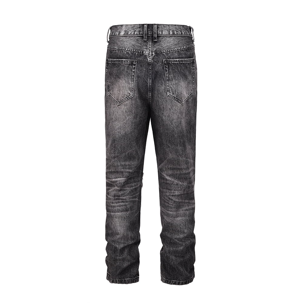 Y2K Hole Damaged Frayed Baggy Black Jeans for Men and Women  