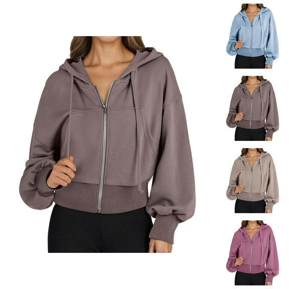 Y2K Hoodie Oversized Hoodie Womens Sweatshirt Zip Up Hoodie Women Casual Fashion A Short Long Sleeved Hooded Sweatshirt With High Pockets And Full Zippers For Women