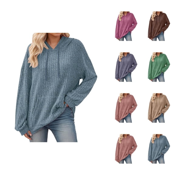 Y2K Hoodie Oversized Womens Sweatshirt Zip Up Women Casual Fashion Women's Hooded Long Sleeve Ribbed Pullover Loungewear Soft Cozy Comfortable Warm Winter Fall Spring Outerwear