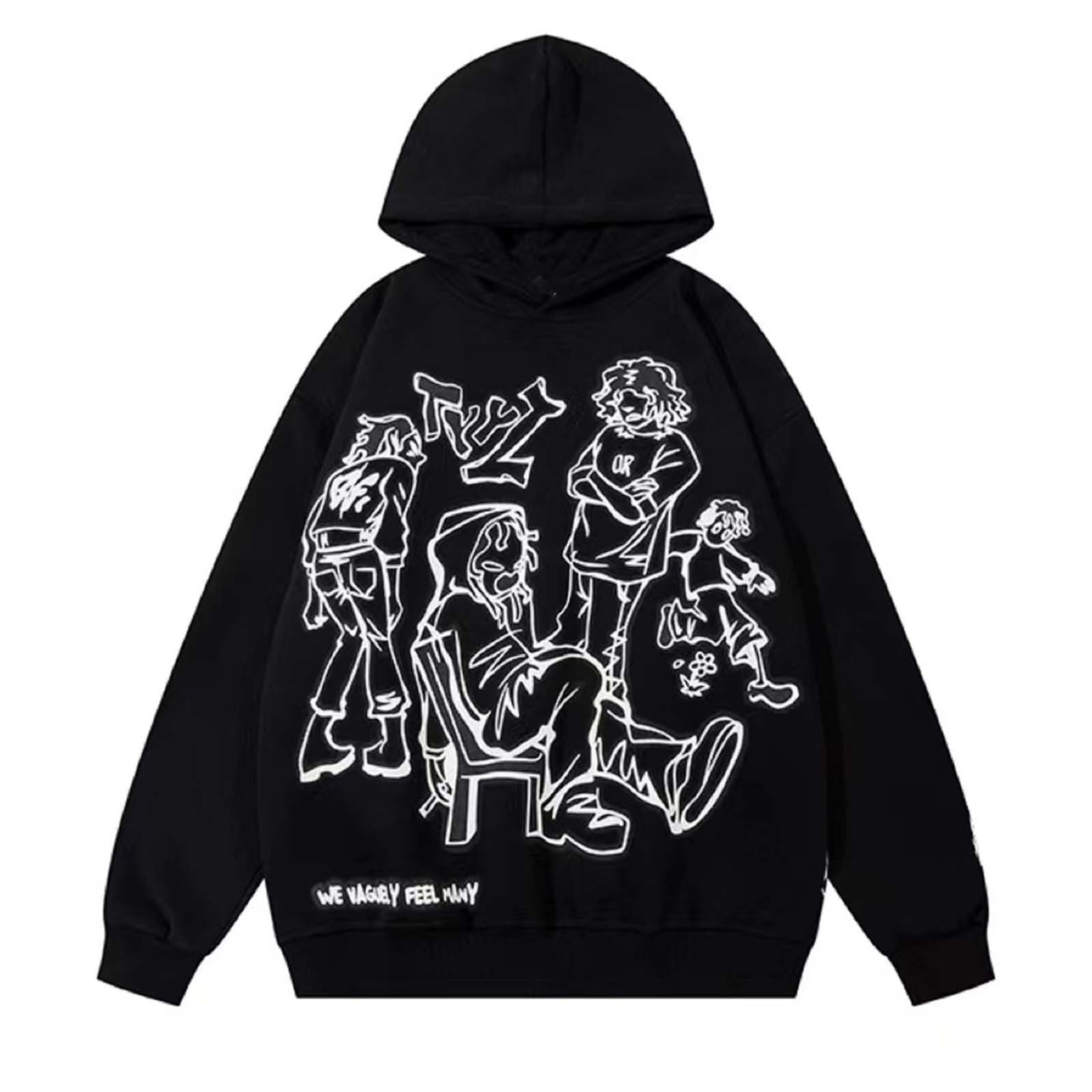 Rhinestone Graphic Hoodie with Head Cover,Oversized