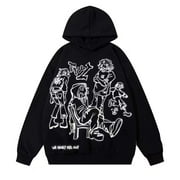 BUFGACEH Y2K Hoodies for Women Men Unisex Cartoon Graphic Hoodie Jacket Aesthetic Harajuku Oversized Sweatshirt Streetwear