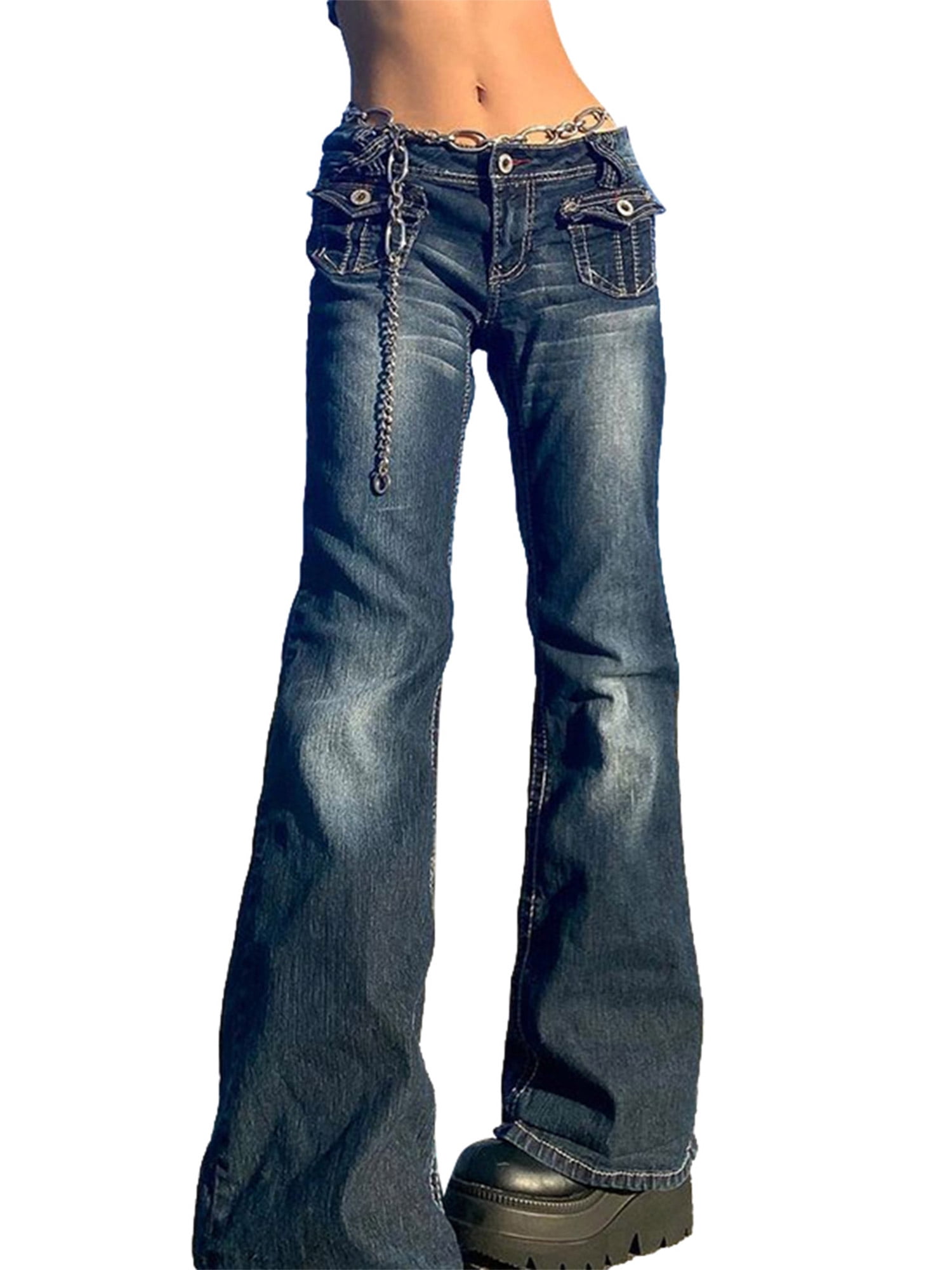 Y2K Indie Aesthetics Vintage Low Waist Pants 2000s Low Rise Flare Jeans Grunge Fairy Denim Trousers Retro Autumn Outfits Dark Blue Y2K Indie Aesthetics Vintage Low Waist Pants 2000s Low Rise Flare Jeans Grunge Fairy Denim Trousers Retro Autumn Outfits Dark Blue