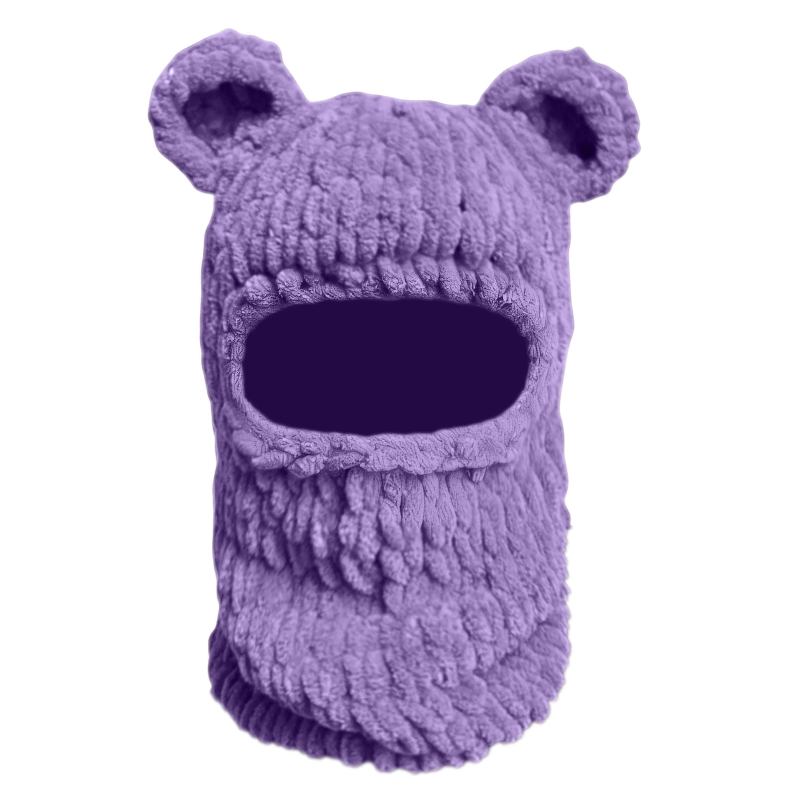Y2K Knit Balaclava Face Mask, Bear Ear Winter Warm Hat for Women & Men - Knitted Skull Beanie Ski Scarf for Halloween & Cold Weather