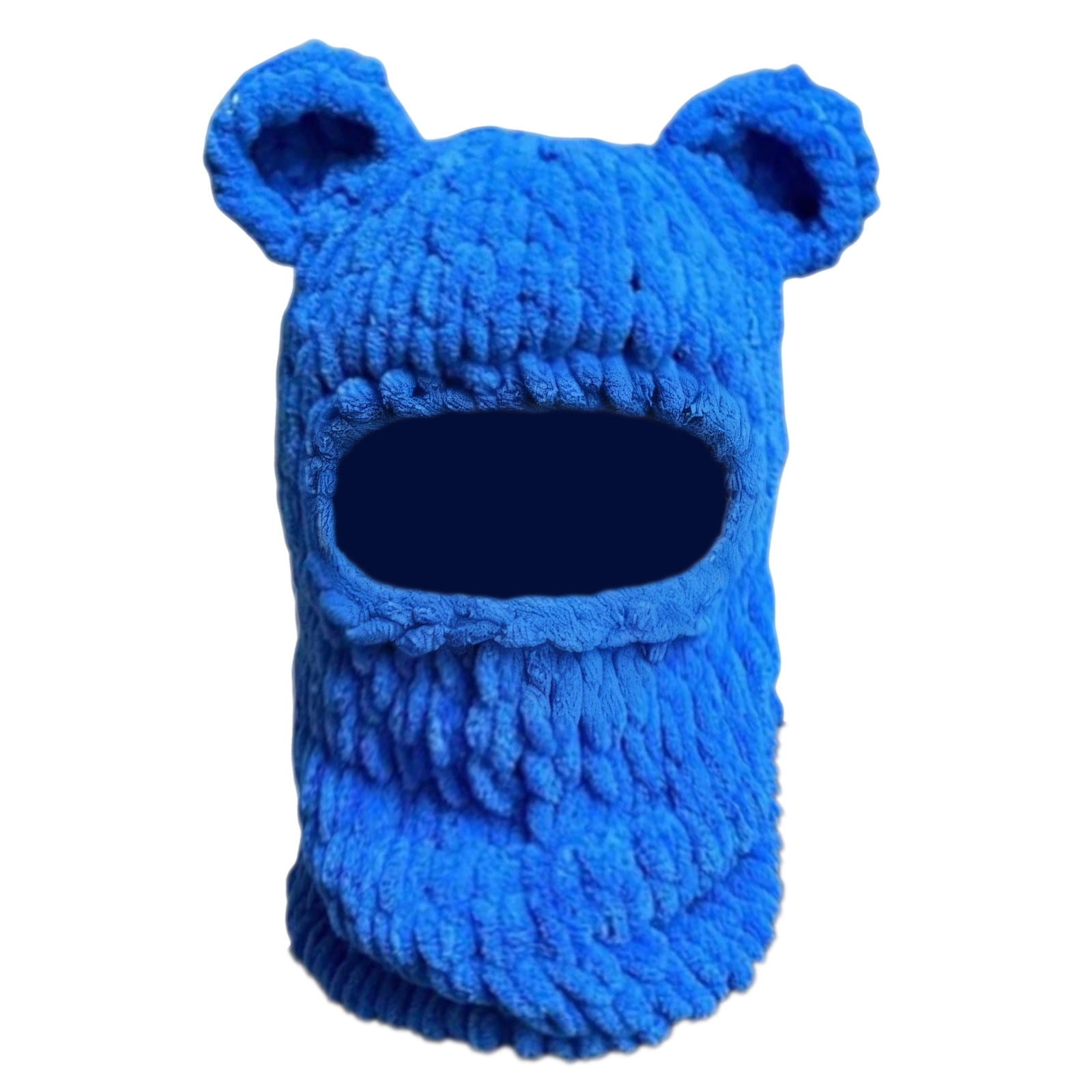 Y2K Knit Balaclava Face Mask, Bear Ear Winter Warm Hat for Women & Men - Knitted Skull Beanie Ski Scarf for Halloween & Cold Weather