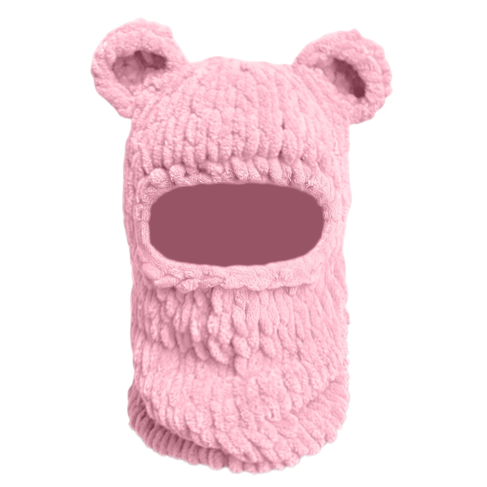 Y2K Knit Balaclava Face Mask, Bear Ear Winter Warm Hat for Women & Men - Knitted Skull Beanie Ski Scarf for Halloween & Cold Weather