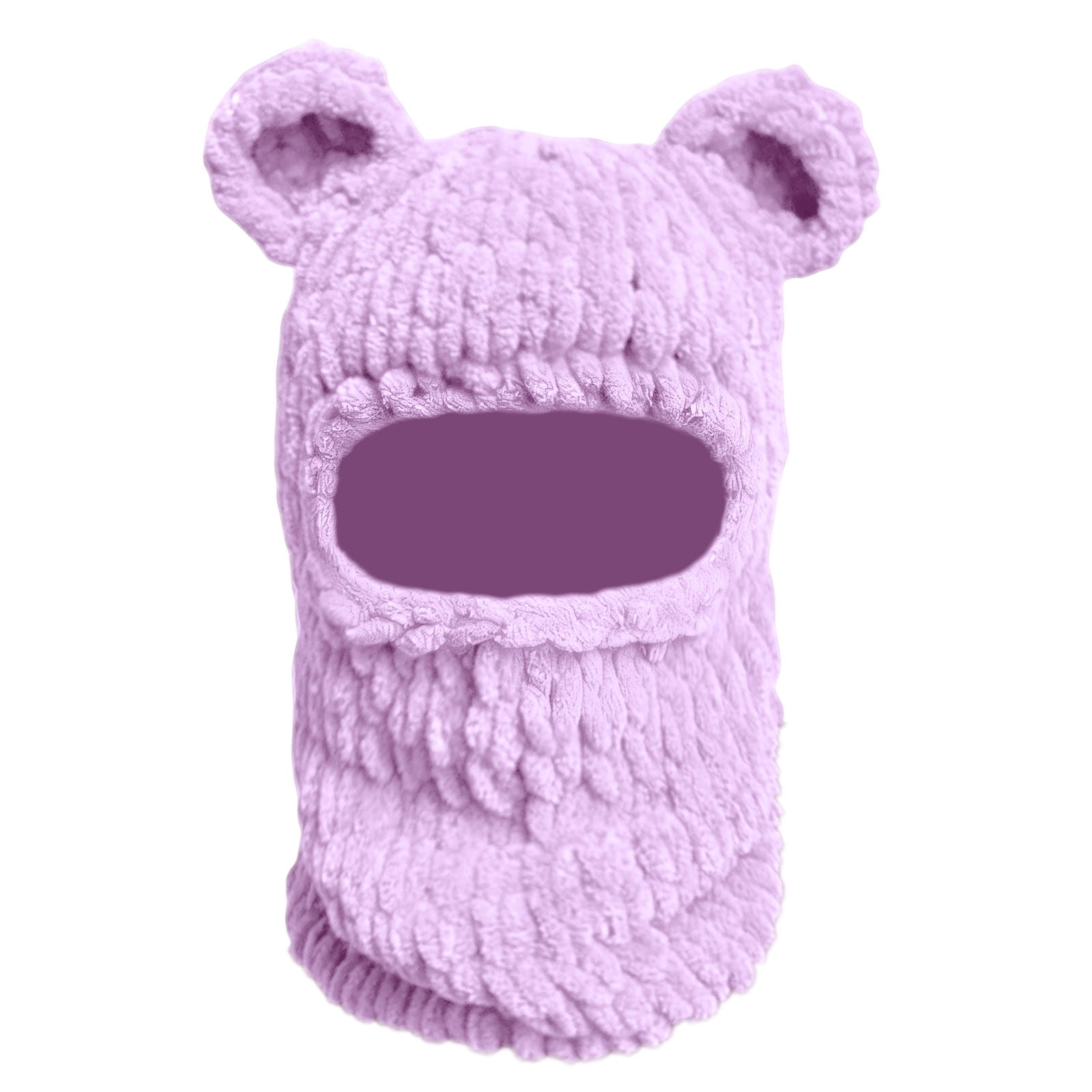 Y2K Knit Balaclava Face Mask, Bear Ear Winter Warm Hat for Women & Men - Knitted Skull Beanie Ski Scarf for Halloween & Cold Weather