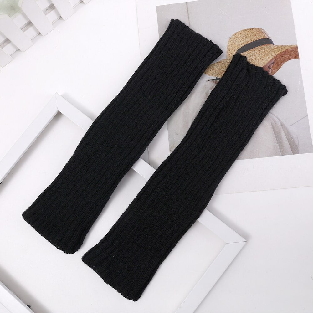 Y2K Lolita Fingerless Gloves Arm Warmers Gothic Women Knitted Kawaii White Hand Work Gloves