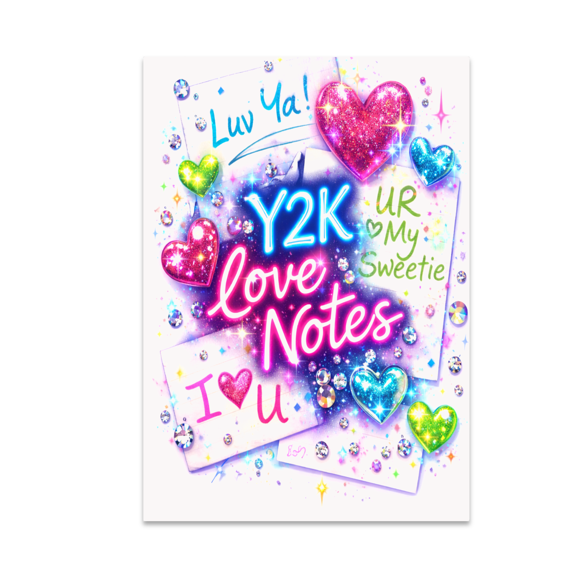 Y2k Notes Y2K Neon Love Notes Art - Bedroom Decor - 13x19 Poster Print - Walmart.com