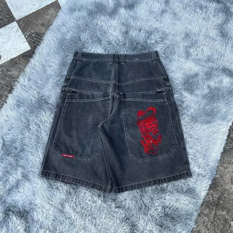 Y2K New Hip Hop Baggy Jeans Retro Pattern Summer Denim