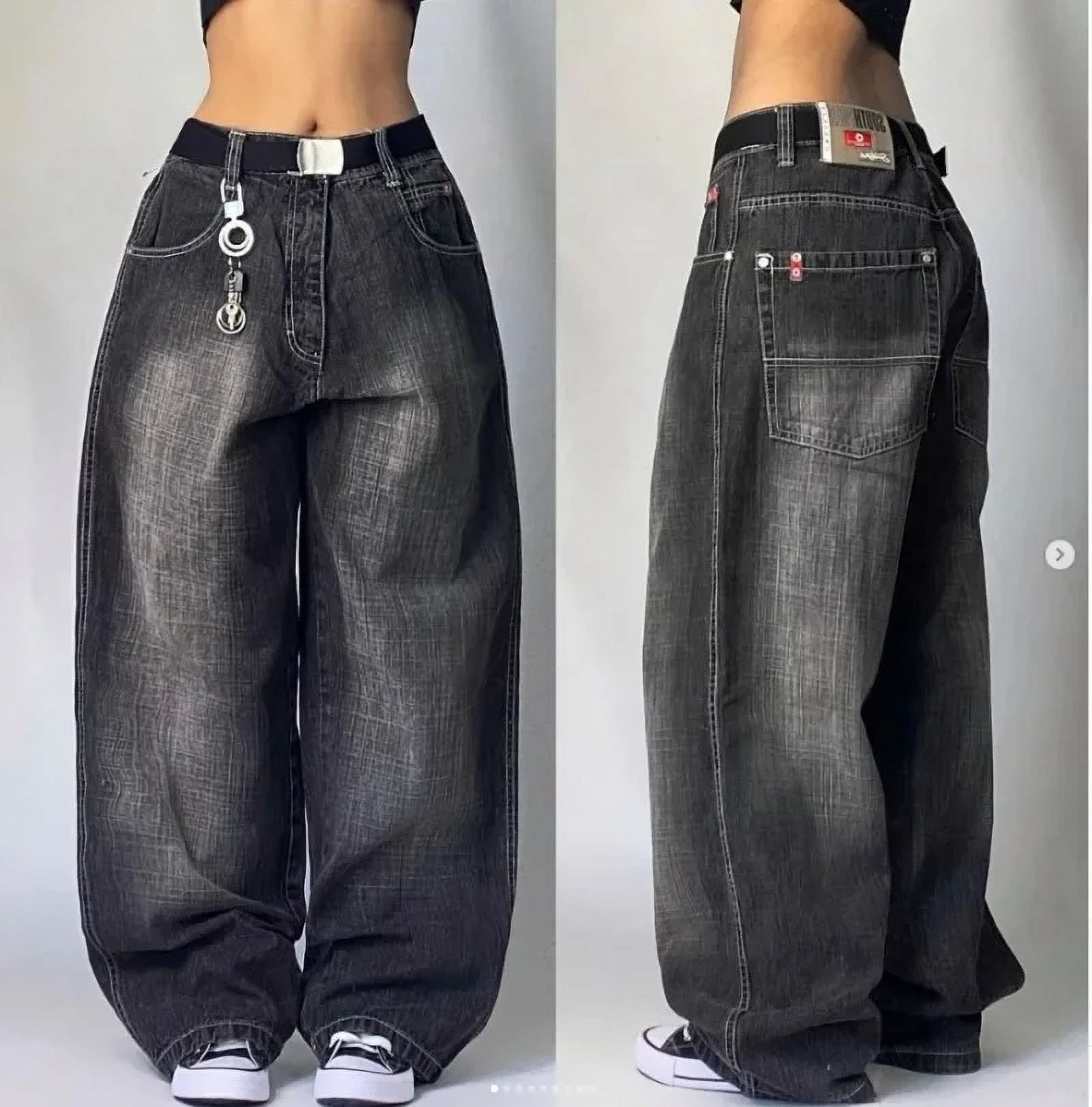 Y2K New Jeans Women's Harajuku Hip-hop Vintage Grey washing Y2K New Jeans Women's Harajuku Hip-hop Vintage Grey washing