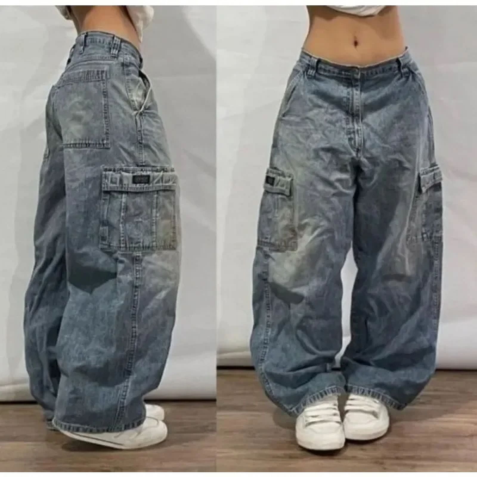 Y2K New Jeans Women's Harajuku Hip-hop Vintage Grey washing Y2K New Jeans Women's Harajuku Hip-hop Vintage Grey washing