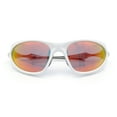 thumbnail image 1 of Y2K Oval Wrap Around Plastic Fancy Metal Arm Sunglasses White - Orange Mirror, 1 of 8