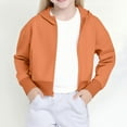 thumbnail image 1 of Y2K Oversized Zip Up Hoodie Girls 10-12 Teen Lounge Hooded Weatshirts Long Sleece Soild Color Casual Crop Jacket Kids Autumn Winter Fashion Warm Outfits Outwear with Pocket, 1 of 9