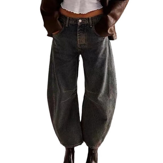 Y2K Pants, Audhol Women's Baggy Jeans High Waisted Skinny Haren Pants Wide Legged Pants Baggy Jeans for Woman Dark Gray M