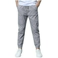 thumbnail image 1 of Y2K Pants - Boys Casual Pants Elastic Waist Drawstring Loose Fit Tapered Joggers Sweatpants for Kids Comfortable Long Pants for Daily Wear - Boys Pants,Girls Pants,Color:Grey,Size:11-12 Years, 1 of 5