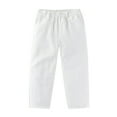 thumbnail image 1 of Y2K Pants - Boys Dress Pants for School and Party Elastic Waist Solid Color Formal Trousers Comfortable Everyday Wear for Kids - Baggy Jeans,Boys Pants,Girls Pants,Color:White,Size:3-4 Years, 1 of 4