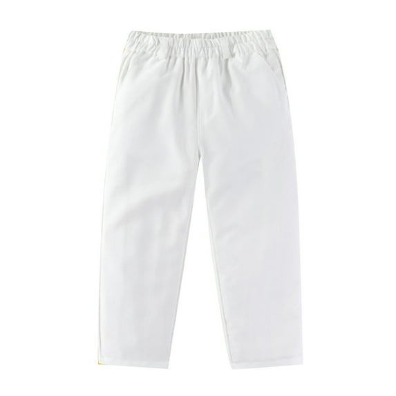 Y2K Pants - Boys Dress Pants for School and Party Elastic Waist Solid Color Formal Trousers Comfortable Everyday Wear for Kids - Baggy Jeans,Boys Pants,Girls Pants,Color:White,Size:3-4 Years