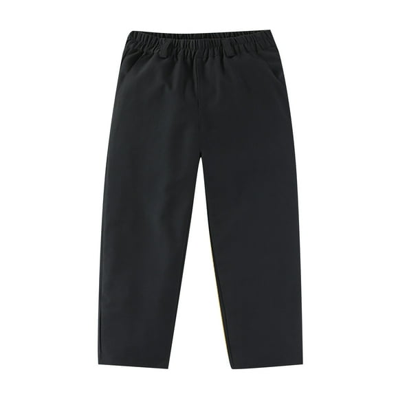 Y2K Pants - Boys Dress Pants for School and Party Elastic Waist Solid Color Formal Trousers Comfortable Everyday Wear for Kids - Baggy Jeans,Boys Pants,Girls Pants,Color:Black,Size:6-7 Years