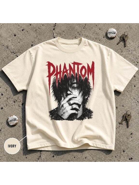 Y2K Phantom Graphic T-Shirt, Goth Dark Aesthetic Tee, Emo Grunge Streetwear, Vintage Alternative Unisex Cotton Shirt