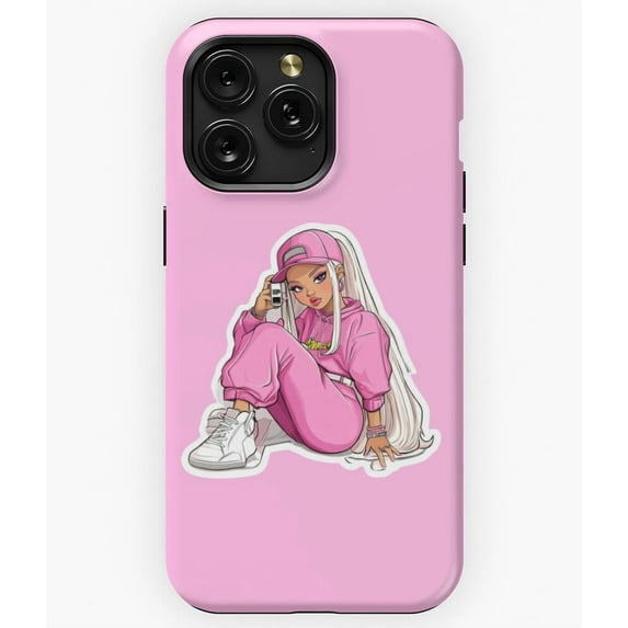 Y2K Pop Girl in Pink with Flip Phone Aesthetic Art A185 Phone Case for iPhone 11 to 17 Pro Max