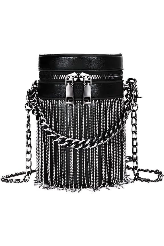 Y2K Punk Bag Tassel Totes Gothic Fringe Bag Women Shoulder Funky Bags Sourpuss Rock Fashion Crossbody Handbag