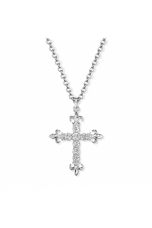 Y2K Punk Cross Pendant Necklace, Zinc Alloy Long Chain Gothic Layering Necklace for Women, Hip Hop Streetwear Statement Jewelry, Vintage Dark Aesthetic Sweater Chain for Daily & Party Wear