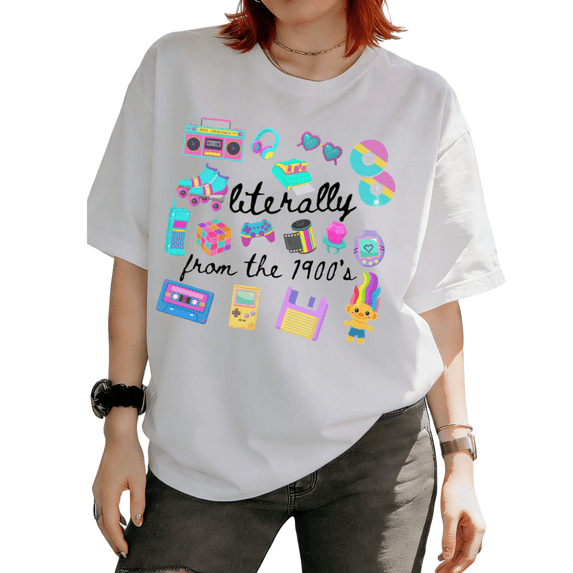 Y2K Retro Graphic Tee Cute 90s Nostalgia Graphic Tees T-shirt Fashion and Comfortable Round Neck White S-5XL