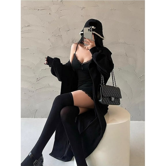 Y2K Retro Lace Patchwork Spaghetti Strap Black Bodycon Dress Mini Fashion Aesthetic Bow Club Party Sexy Dresses for Women